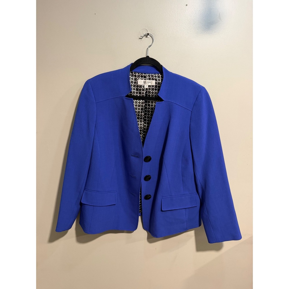 Jones Studio Separates Royal Blue Blazer Jacket Cutout Neck Plus Size 14W